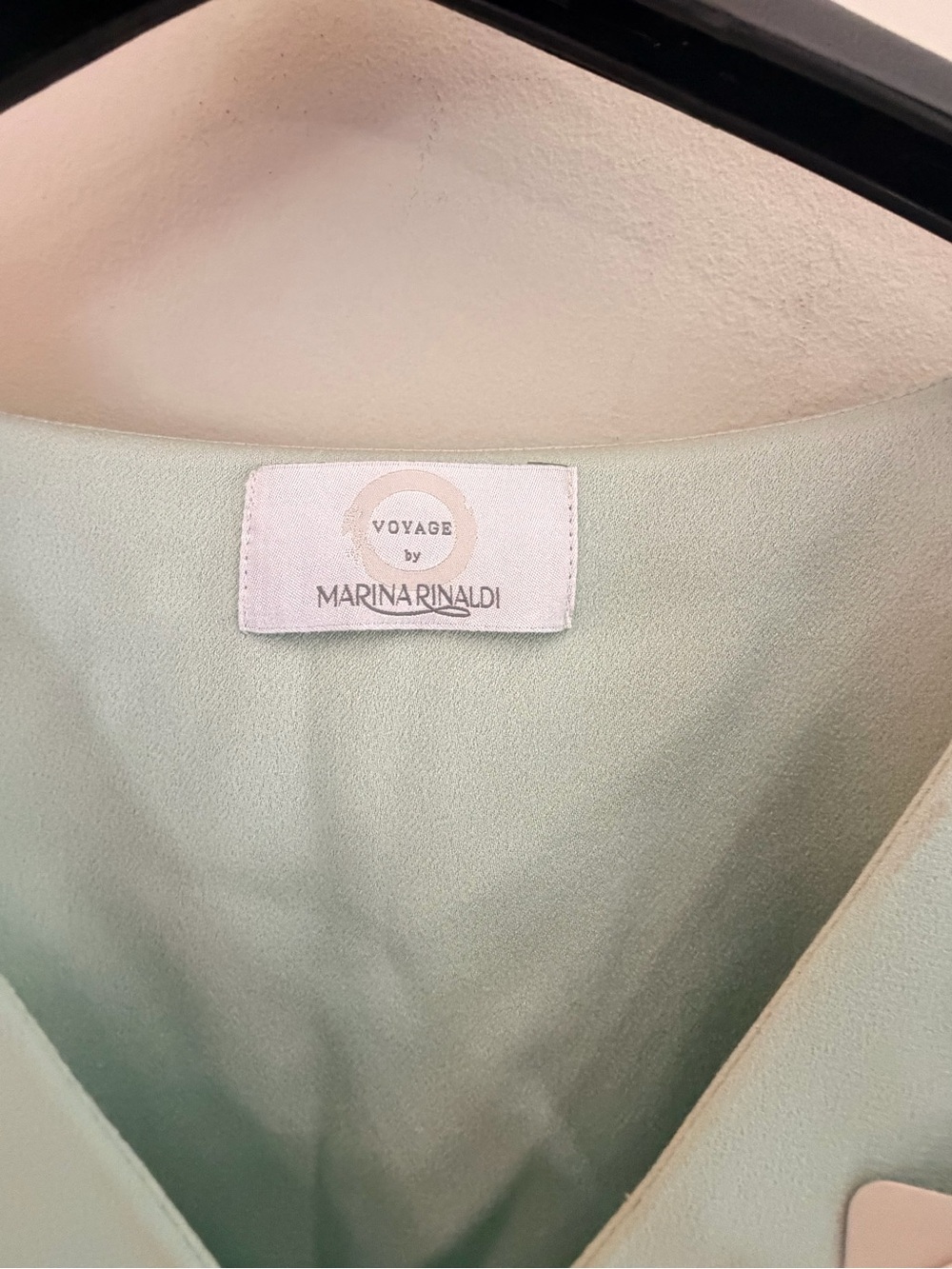 Marina Rinaldi Voyage "Favorire" Mint Green Satin V-Neck Blouse Size US 14 NWT
